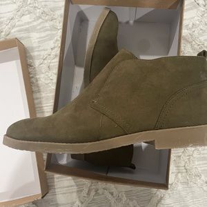 Green suede booties. Indigo Rd. Brand new in box. Never worn booties green suede